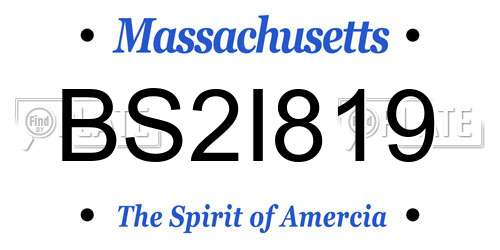 BS2I819 Massachusetts License Plate