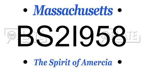 BS2I958 Massachusetts License Plate