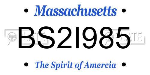 BS2I985 Massachusetts License Plate