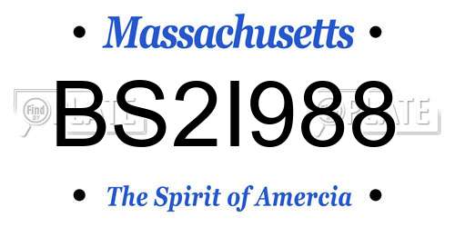 BS2I988 Massachusetts License Plate