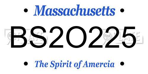 BS2O225 Massachusetts License Plate