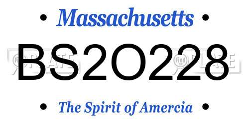 BS2O228 Massachusetts License Plate
