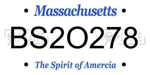 BS2O278 Massachusetts License Plate