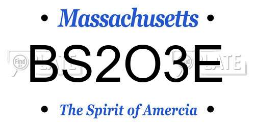 BS2O3E Massachusetts License Plate