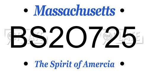 BS2O725 Massachusetts License Plate