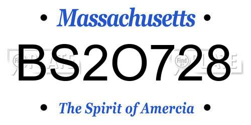 BS2O728 Massachusetts License Plate