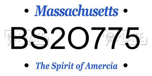 BS2O775 Massachusetts License Plate