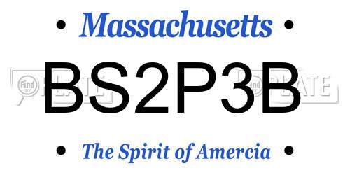 BS2P3B Massachusetts License Plate