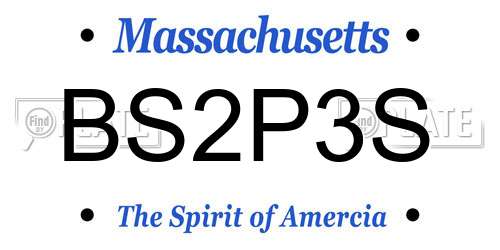 BS2P3S Massachusetts License Plate