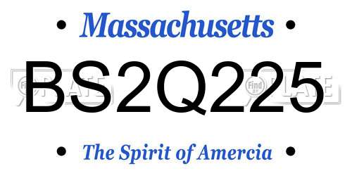 BS2Q225 Massachusetts License Plate