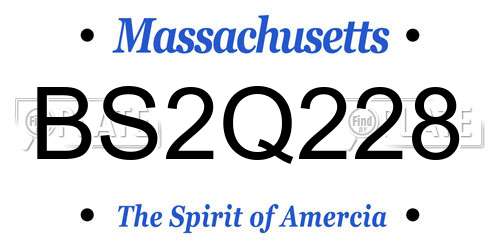 BS2Q228 Massachusetts License Plate