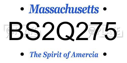 BS2Q275 Massachusetts License Plate