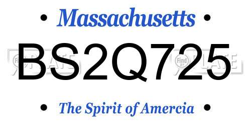 BS2Q725 Massachusetts License Plate