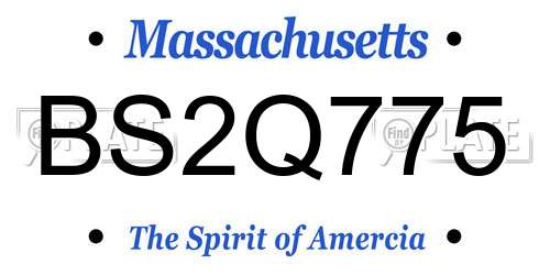 BS2Q775 Massachusetts License Plate