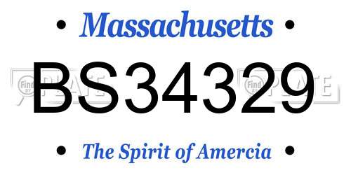 BS34329 Massachusetts License Plate