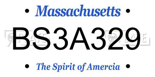 BS3A329 Massachusetts License Plate