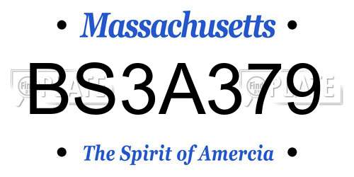 BS3A379 Massachusetts License Plate