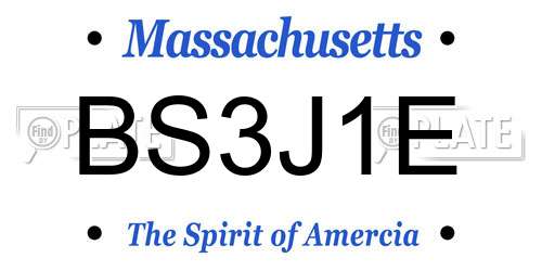 BS3J1E Massachusetts License Plate