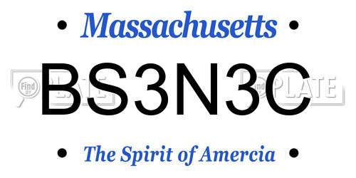 BS3N3C Massachusetts License Plate