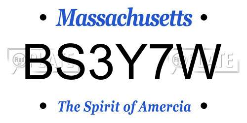 BS3Y7W Massachusetts License Plate