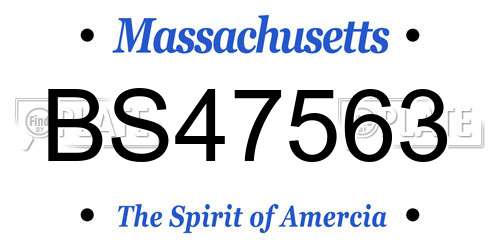 BS47563 Massachusetts License Plate