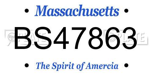 BS47863 Massachusetts License Plate