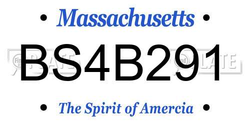 BS4B291 Massachusetts License Plate