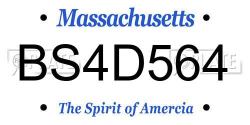 BS4D564 Massachusetts License Plate