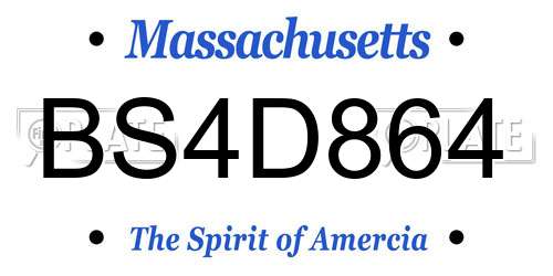BS4D864 Massachusetts License Plate