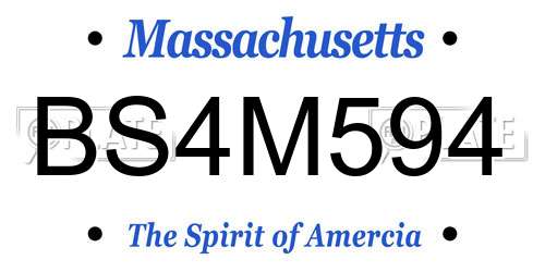 BS4M594 Massachusetts License Plate