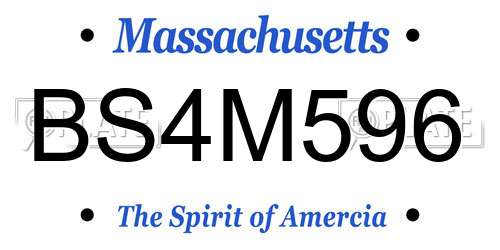 BS4M596 Massachusetts License Plate