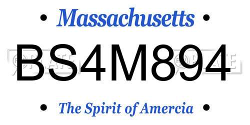 BS4M894 Massachusetts License Plate
