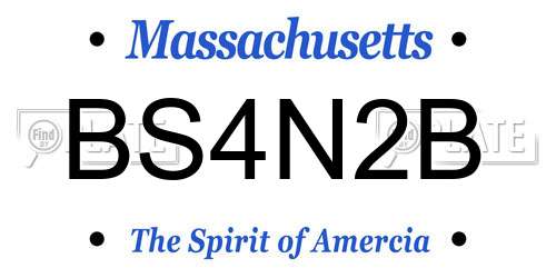 BS4N2B Massachusetts License Plate