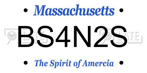BS4N2S Massachusetts License Plate