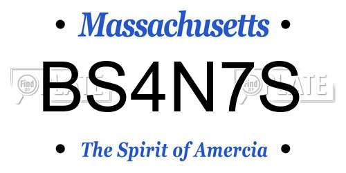 BS4N7S Massachusetts License Plate