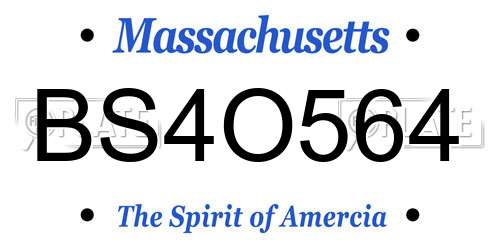 BS4O564 Massachusetts License Plate