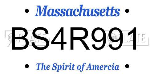 BS4R991 Massachusetts License Plate