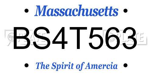 BS4T563 Massachusetts License Plate