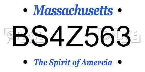 BS4Z563 Massachusetts License Plate
