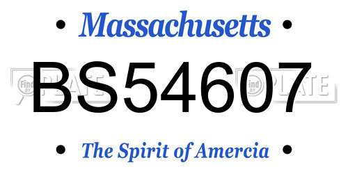 BS54607 Massachusetts License Plate
