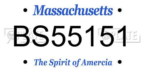 BS55151 Massachusetts License Plate