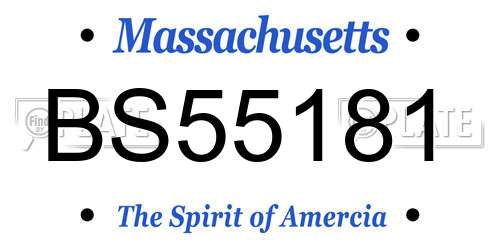 BS55181 Massachusetts License Plate