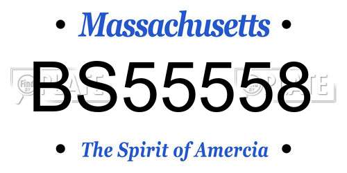 BS55558 Massachusetts License Plate
