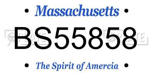BS55858 Massachusetts License Plate