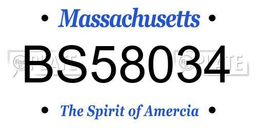 BS58034 Massachusetts License Plate