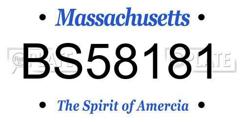 BS58181 Massachusetts License Plate