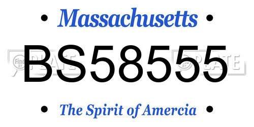 BS58555 Massachusetts License Plate
