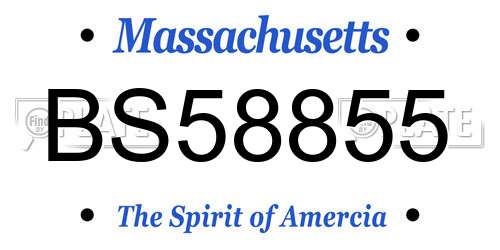 BS58855 Massachusetts License Plate