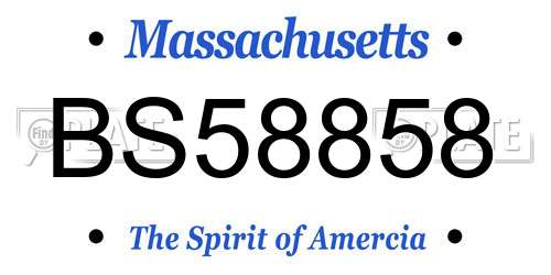 BS58858 Massachusetts License Plate