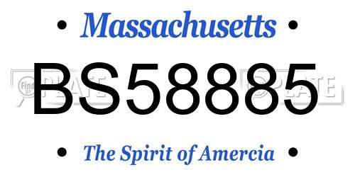 BS58885 Massachusetts License Plate